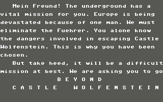 Beyond Castle Wolfenstein screenshot 4 for Commodore 64